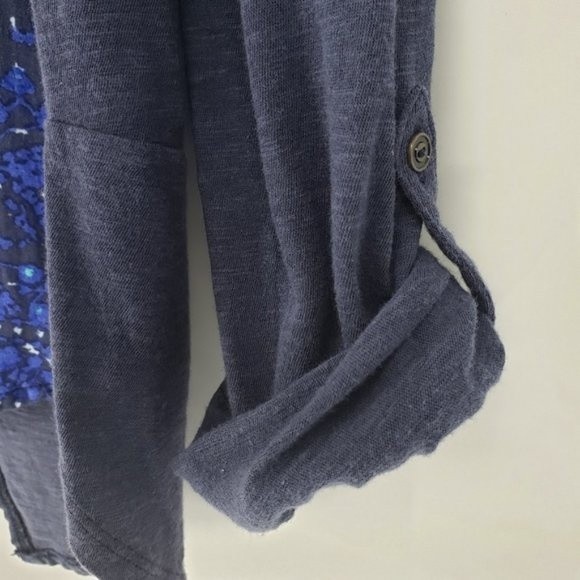 Lucky Brand Half Button Popover Split Hem Top - S - Picture 3 of 6